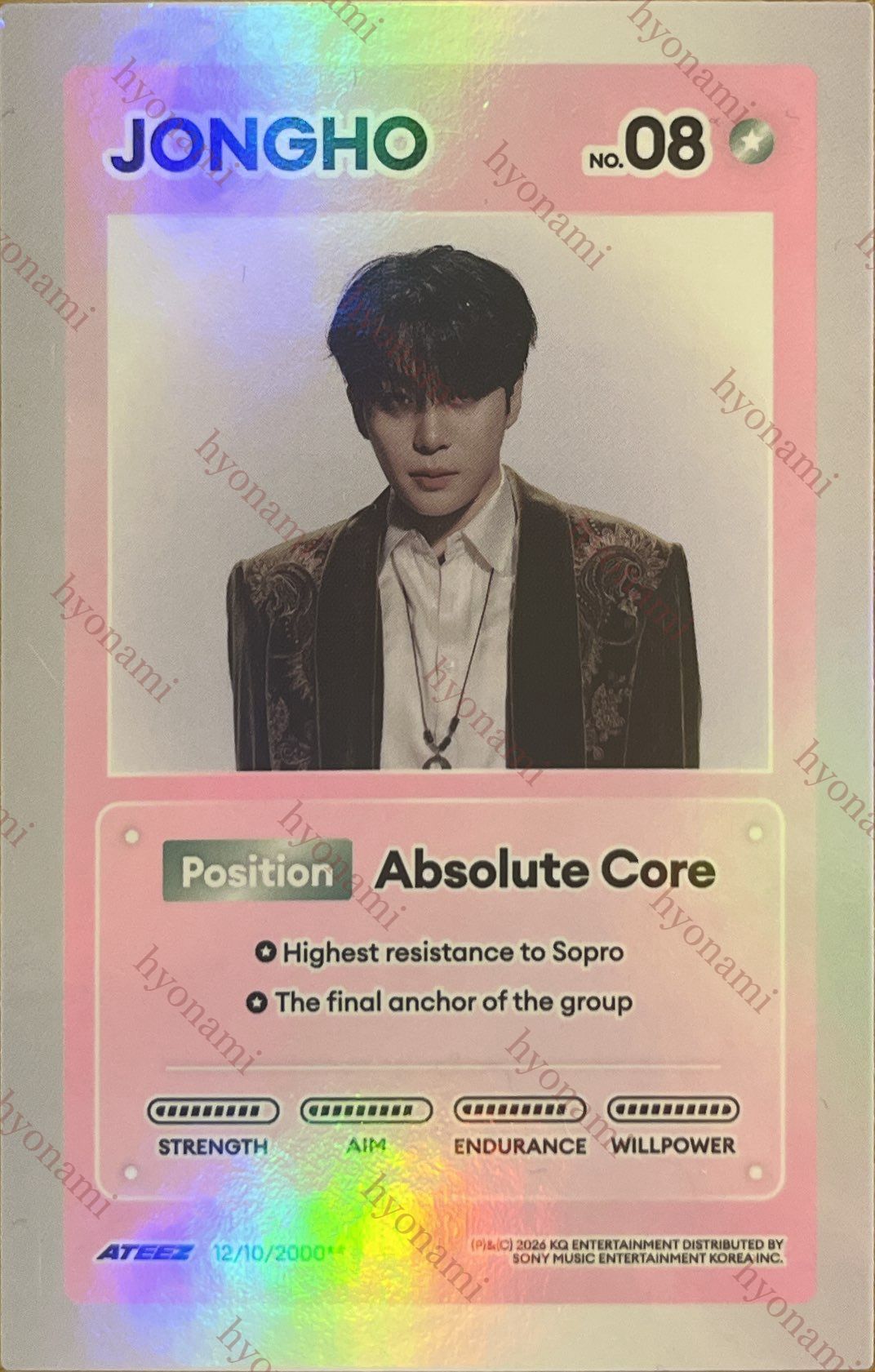 ATEEZ Golden hour part. 5 A ver. character card Jongho