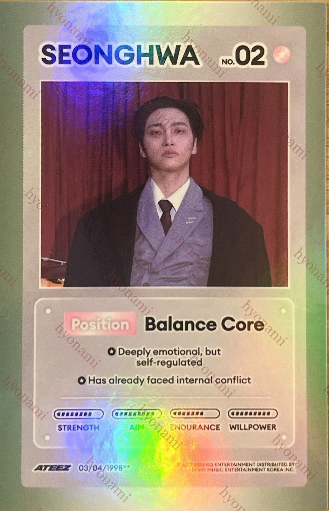 ATEEZ Golden hour part. 5 Diary ver. character card Seonghwa