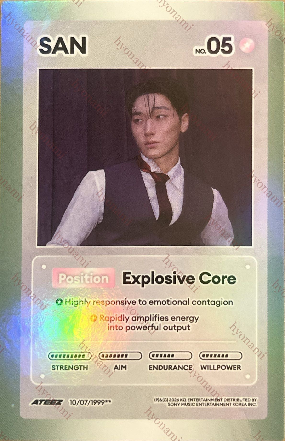 ATEEZ Golden hour part. 5 Diary ver. character card San