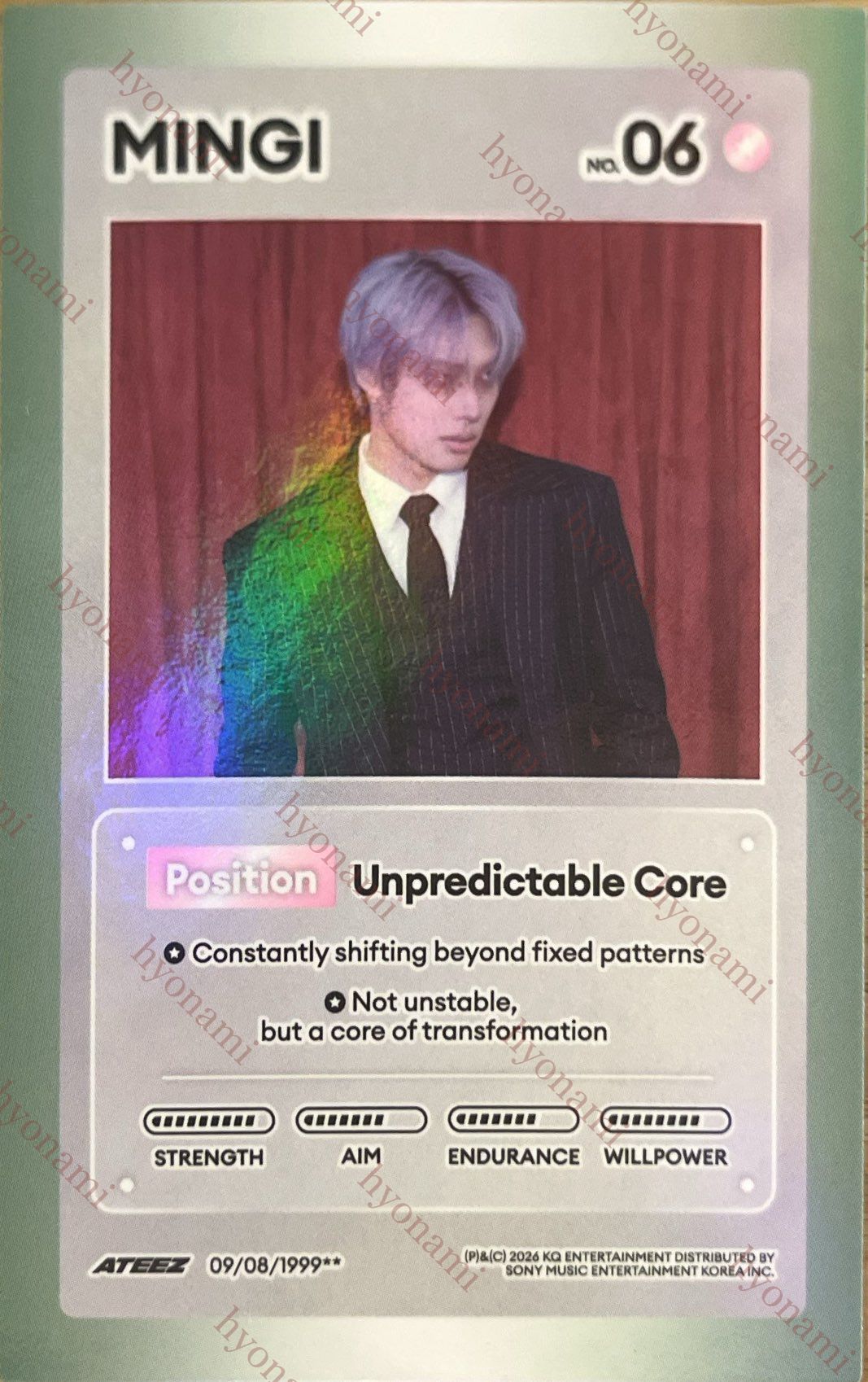 ATEEZ Golden hour part. 5 Diary ver. character card Mingi