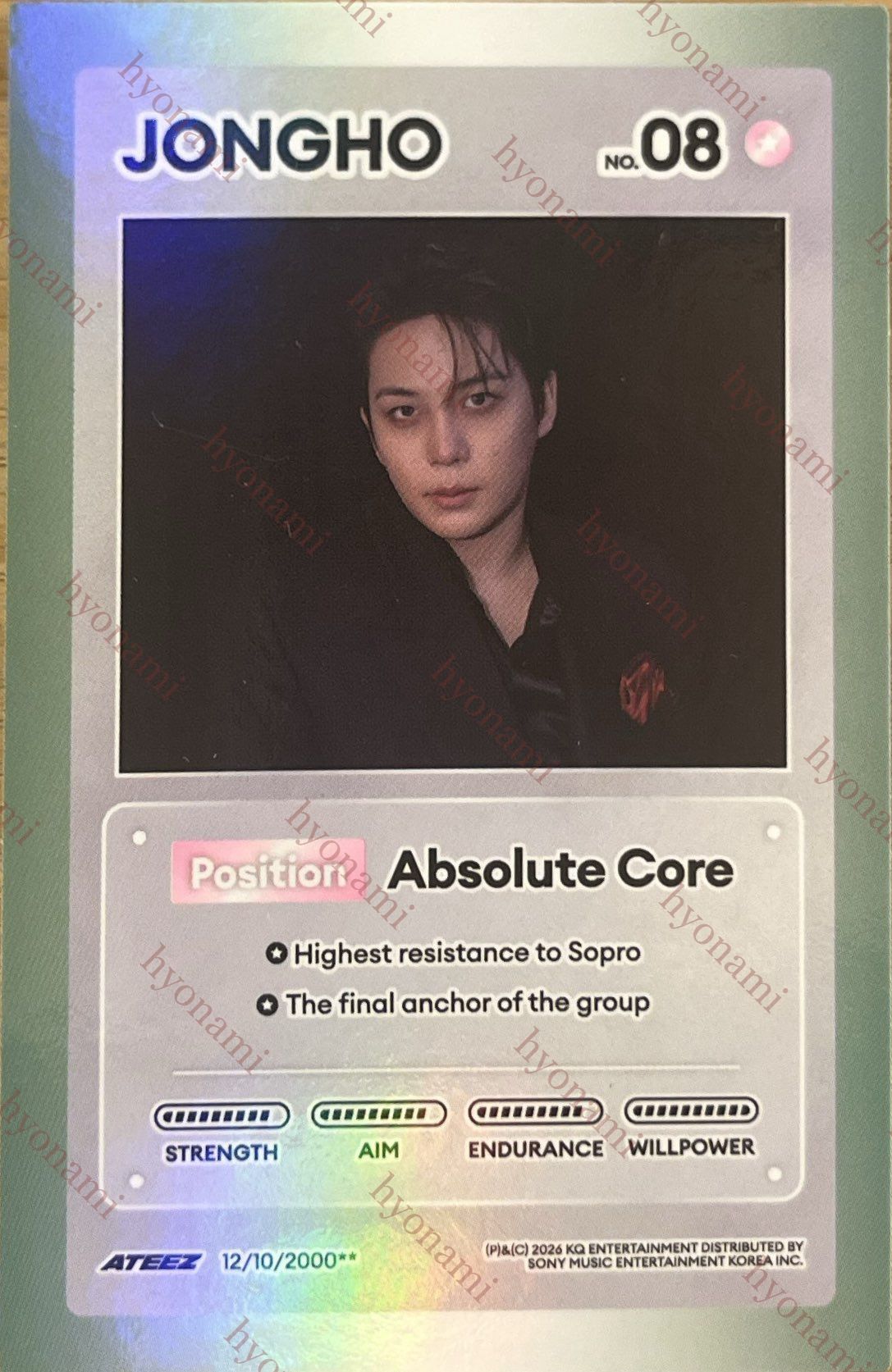 ATEEZ Golden hour part. 5 Diary ver. character card Jongho